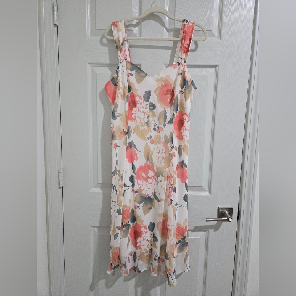 Dress Barn Floral Midi Dress - Pink and Cream